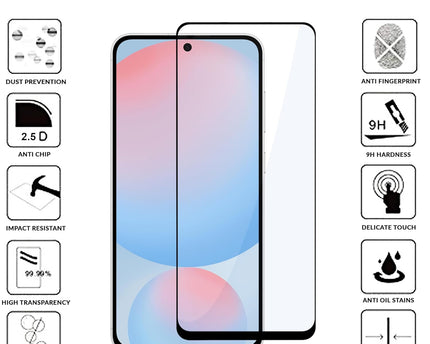 TEKOGEAR Tempered Glass for Samsung Galaxy S24 FE / M56 / F56 (5G) | Screen Protector Full HD Quality Tempered Glass Anti-Scratch Edge to Edge Coverage with Easy Installation Kit (Black)