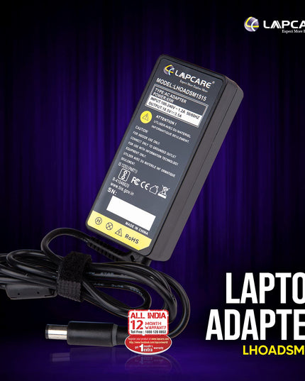 Enter BIS Certified 65W, 18.5V/3.5A, 3 Pin High-Efficiency AC Laptop Charger/Adapter for HP Laptops (Without Power Cord)