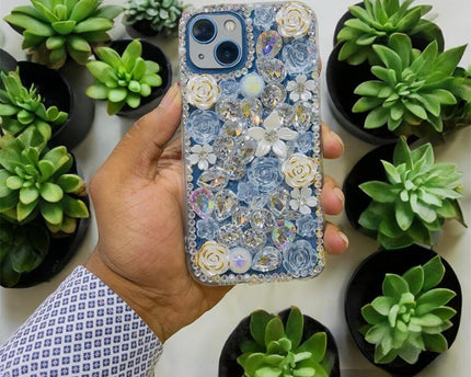 Stylish fancy Girls iphone Back Cover, fancy flower stone Design Diamond Look, Flexible Silicone Fancy Glittery Case for iPhone