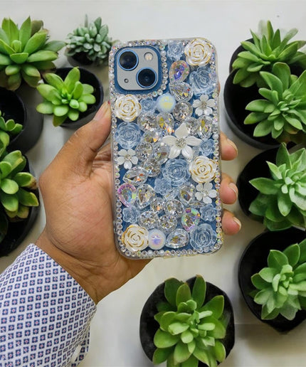 Stylish fancy Girls iphone Back Cover, fancy flower stone Design Diamond Look, Flexible Silicone Fancy Glittery Case for iPhone