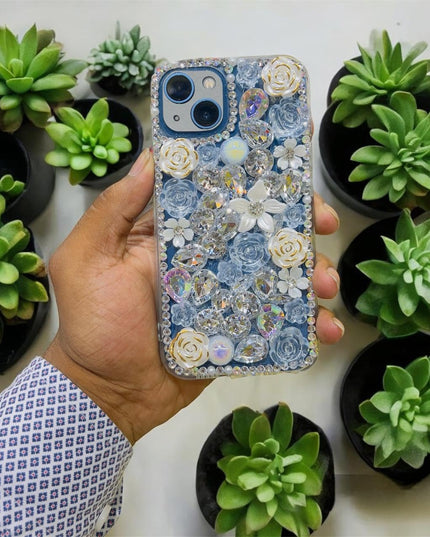 Stylish fancy Girls iphone Back Cover, fancy flower stone Design Diamond Look, Flexible Silicone Fancy Glittery Case for iPhone