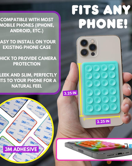 Phone Case Sticker Grip Silicone Holder Mount for Hands-Free Mobile Accessory Holder Grip, Video Phone Accessory Compatible Mirror, Shower