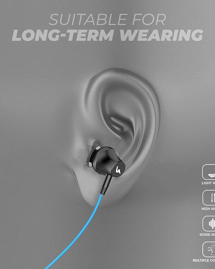 UBON BT-5250 Bluetooth Earphone with Mic, Bass Factory 2.0, in-Ear Wireless Neckband with Upto 16 Hours Playtime, Magnetic Earbuds, Fast Charging, v5.0 Bluetooth Headset (Blue)