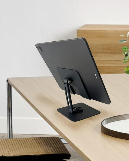 HC 360 Degree Rotating Adjustable Metal Tablet Stand, Foldable Desk Mount Holder for Upto 12 Inch iPads & Tabs