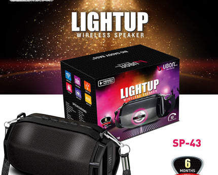 UBON SP-43 TWS Lightup 5W Bluetooth Speaker (Black, Stereo Channel)