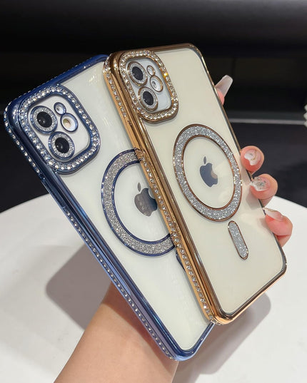 Case Compatible with iPhone Cute Soft Clear Rhinestone Diamond Glitter Cover Women & Girls Compatible with MagSaf Camera Lens Protection
