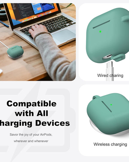 Silicone Soft Case Cover with Keychain for AirPods