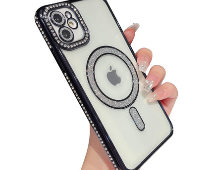 Case Compatible with iPhone Cute Soft Clear Rhinestone Diamond Glitter Cover Women & Girls Compatible with MagSaf Camera Lens Protection