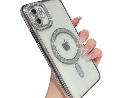 Case Compatible with iPhone Cute Soft Clear Rhinestone Diamond Glitter Cover Women & Girls Compatible with MagSaf Camera Lens Protection