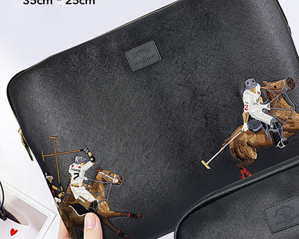 POLO Jockey Embroidered Laptop Fleece Thin Sleeve Bag