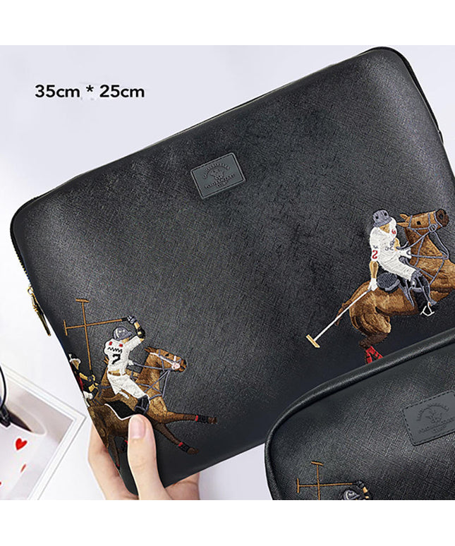 POLO Jockey Embroidered Laptop Fleece Thin Sleeve Bag
