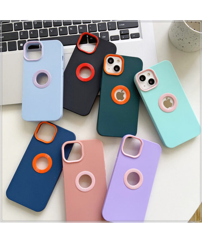 PREMIUM SILICON WITH LOGO CUT CASE FOR APPLE IPHONE SERIES