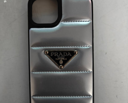 Apple iPhone 14 Prada Puffer Silicon Slim Anti-Scratch Protective -Silver Case