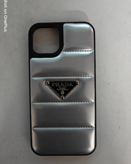 Apple iPhone 14 Prada Puffer Silicon Slim Anti-Scratch Protective -Silver Case