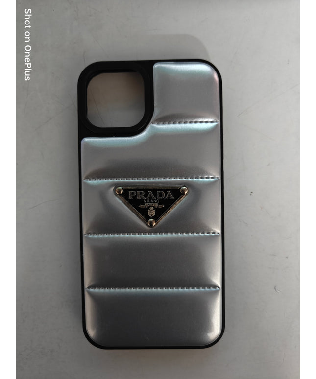 Apple iPhone 14 Prada Puffer Silicon Slim Anti-Scratch Protective -Silver Case
