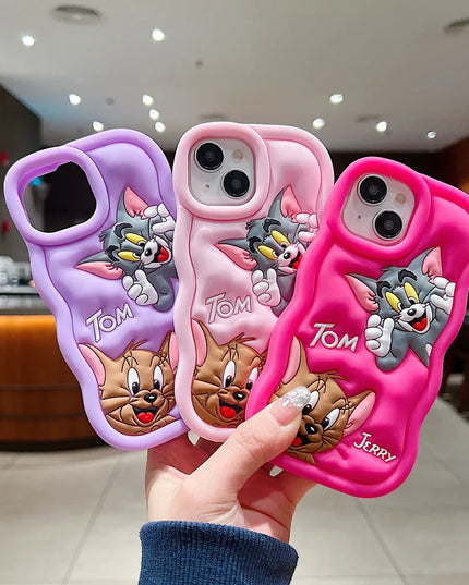 Tom & Jerry Creative Cartoon Trolls Case for iPhone , Shockproof Protective Silicone Cover, Higher Edge Design