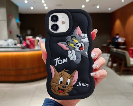 Tom & Jerry Creative Cartoon Trolls Case for iPhone , Shockproof Protective Silicone Cover, Higher Edge Design