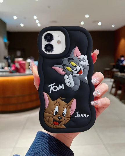 Tom & Jerry Creative Cartoon Trolls Case for iPhone , Shockproof Protective Silicone Cover, Higher Edge Design