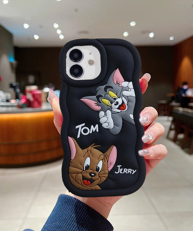 Tom & Jerry Creative Cartoon Trolls Case for iPhone , Shockproof Protective Silicone Cover, Higher Edge Design