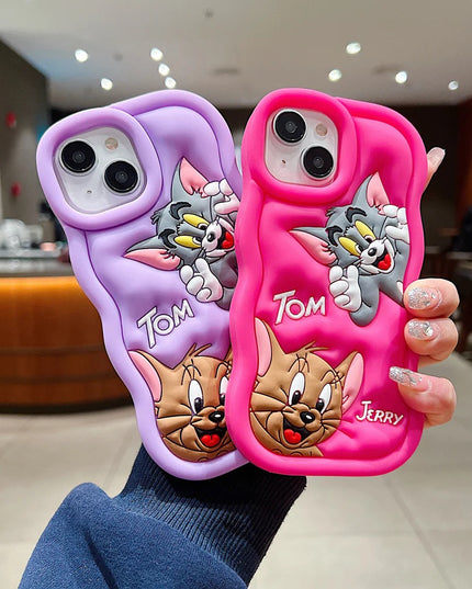 Tom & Jerry Creative Cartoon Trolls Case for iPhone , Shockproof Protective Silicone Cover, Higher Edge Design