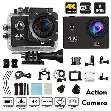 Teko 4K Action Camera Ultra HD 170D Wide Angel Go Waterproof Pro Sports Video 1080 Camera, Dual 2 Inch LCD 16 MP Image Sensor 170 Wide-Angle Lens (1.5 Year Replacement Warranty)