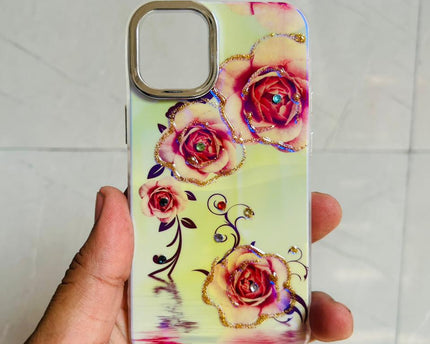 Apple iPhone 12/13 Mini PEEPERLY Back Cover Oil Painting Rhinestone Bloom Case  (Purple, Shock Proof, Pack of: 1)