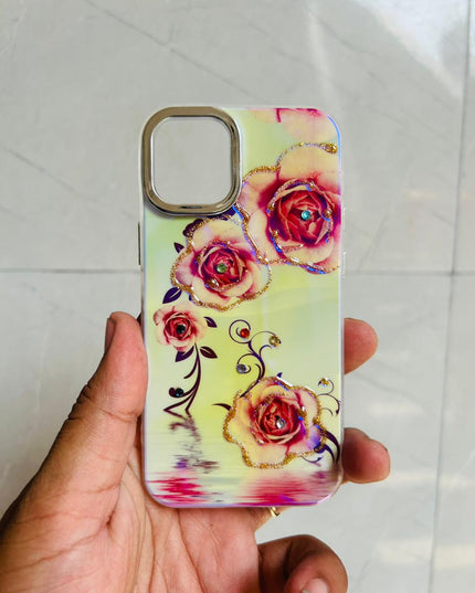 Apple iPhone 12/13 Mini PEEPERLY Back Cover Oil Painting Rhinestone Bloom Case  (Purple, Shock Proof, Pack of: 1)