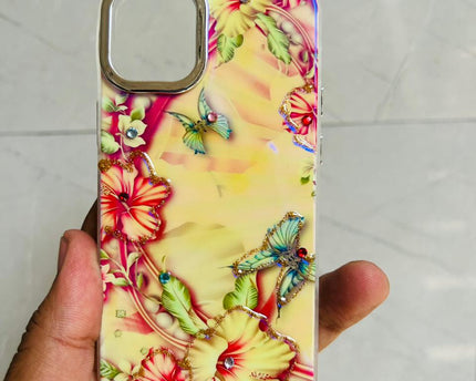 Apple iPhone 12/13 Mini PEEPERLY Back Cover Oil Painting Rhinestone Bloom Case  (Purple, Shock Proof, Pack of: 1)