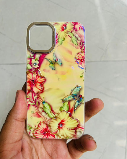 Apple iPhone 12/13 Mini PEEPERLY Back Cover Oil Painting Rhinestone Bloom Case  (Purple, Shock Proof, Pack of: 1)