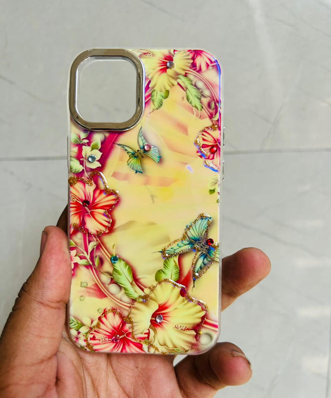 Apple iPhone 12/13 Mini PEEPERLY Back Cover Oil Painting Rhinestone Bloom Case  (Purple, Shock Proof, Pack of: 1)
