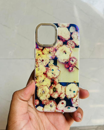 Apple iPhone 12/13 Mini PEEPERLY Back Cover Oil Painting Rhinestone Bloom Case  (Purple, Shock Proof, Pack of: 1)
