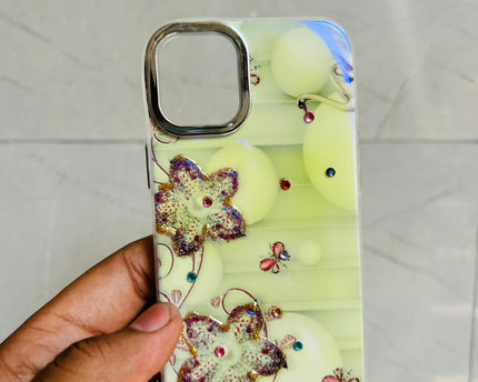 Apple iPhone 12/13 Mini PEEPERLY Back Cover Oil Painting Rhinestone Bloom Case  (Purple, Shock Proof, Pack of: 1)