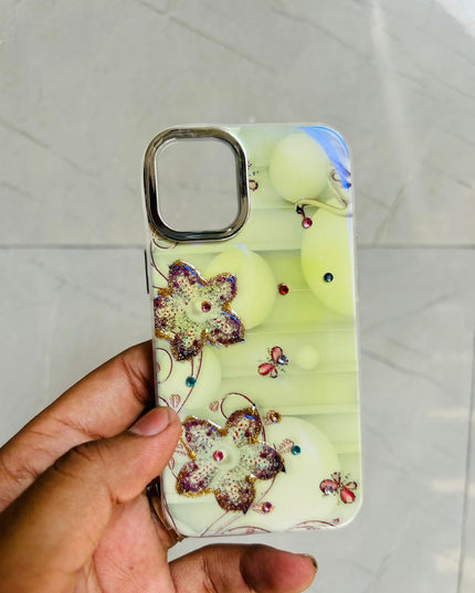 Apple iPhone 12/13 Mini PEEPERLY Back Cover Oil Painting Rhinestone Bloom Case  (Purple, Shock Proof, Pack of: 1)