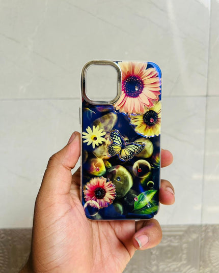 Apple iPhone 12/13 Mini PEEPERLY Back Cover Oil Painting Rhinestone Bloom Case  (Purple, Shock Proof, Pack of: 1)