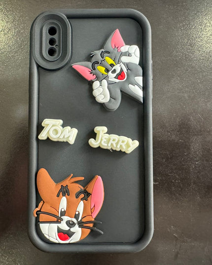 Tom and Jerry Cartoon Case, 3D Curly Tom&Jerry Funny Wave Cute Full Protective Back Case Soft Silicone