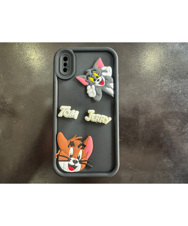 Tom and Jerry Cartoon Case, 3D Curly Tom&Jerry Funny Wave Cute Full Protective Back Case Soft Silicone