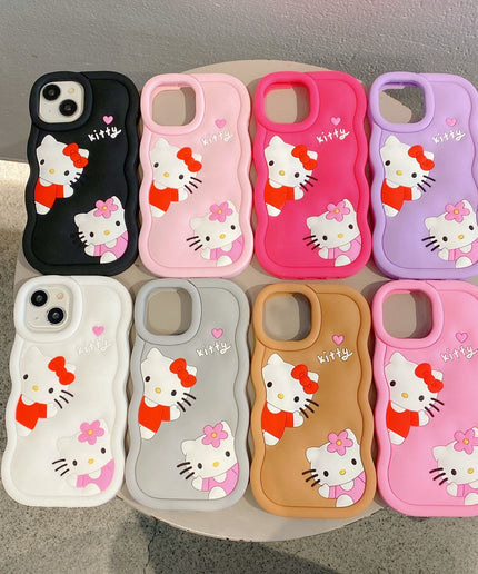 New 3D Hello Kitty Designer Cute Cartoon Anime Mobile Phone Cover Funda
