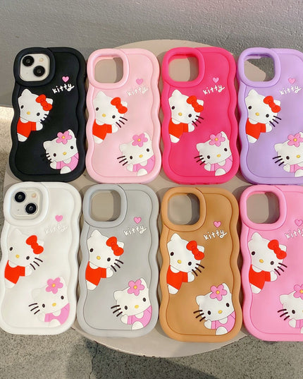 New 3D Hello Kitty Designer Cute Cartoon Anime Mobile Phone Cover Funda