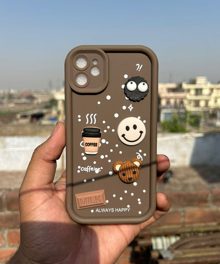 Humpy Case Cute 3D Bear Coffee Phone Case For iPhone  Soft Shockproof Protective Cover