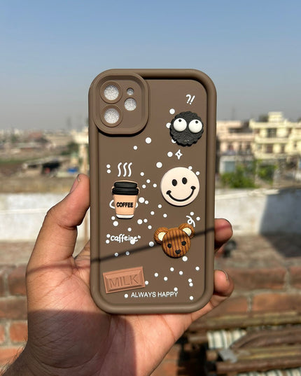 Humpy Case Cute 3D Bear Coffee Phone Case For iPhone  Soft Shockproof Protective Cover
