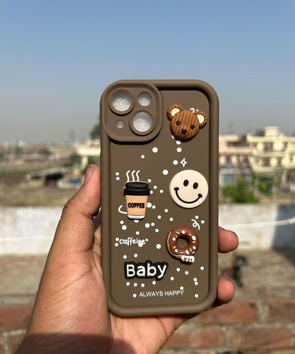 Humpy Case Cute 3D Bear Coffee Phone Case For iPhone  Soft Shockproof Protective Cover