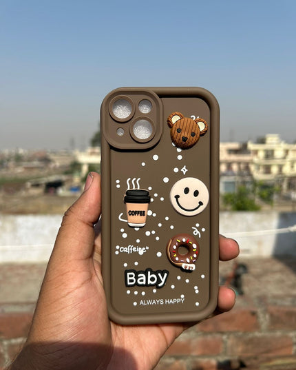 Humpy Case Cute 3D Bear Coffee Phone Case For iPhone  Soft Shockproof Protective Cover