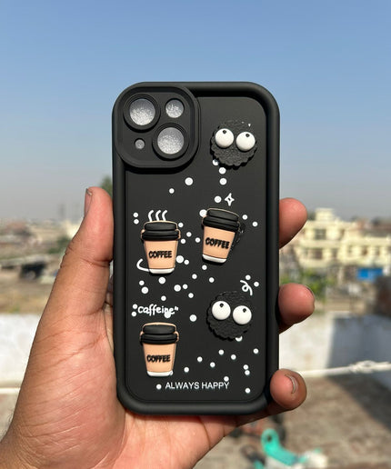 Humpy Case Cute 3D Bear Coffee Phone Case For iPhone  Soft Shockproof Protective Cover