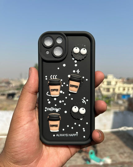 Humpy Case Cute 3D Bear Coffee Phone Case For iPhone  Soft Shockproof Protective Cover