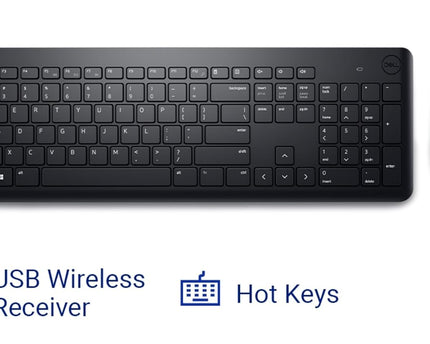 Dell KM3322W Wireless USB Keyboard and Mouse Combo, Anti-Fade & Spill-Resistant Keys, up to 36 Month Battery Life, 3Y Advance Exchange Warranty - Black