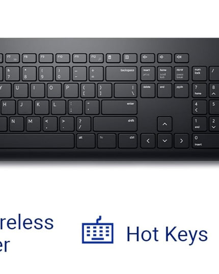 Dell KM3322W Wireless USB Keyboard and Mouse Combo, Anti-Fade & Spill-Resistant Keys, up to 36 Month Battery Life, 3Y Advance Exchange Warranty - Black