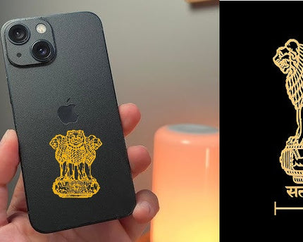 Satyamev Jayate Gold Metal 3D Sticker with matte leather skin for iPhone Pro series