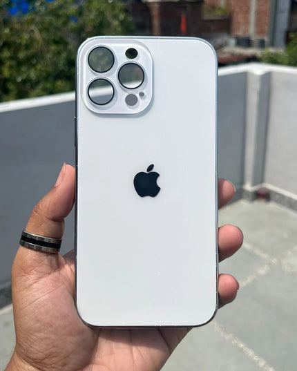 Glass Case with Electroplated Chrome Finish Edges for iPhone Series