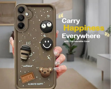 Samsung Galaxy M56 | Cute Fun Cartoon 3D Bear Silicone Full Body Protection Back Cover (Brown)