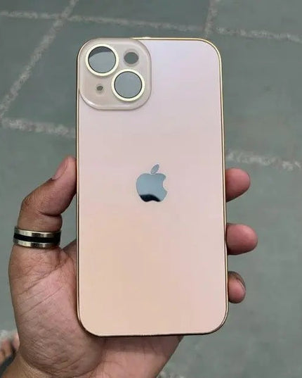 Glass Case with Electroplated Chrome Finish Edges for iPhone Series